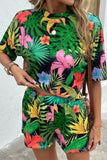 Printed Half Sleeve Top and Shorts Lounge Set - Flyclothing LLC