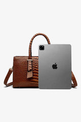 Textured PU Leather Handbag - Flyclothing LLC