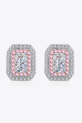 1 Carat Moissanite and Zircon Contrast Geometric Stud Earrings - Flyclothing LLC