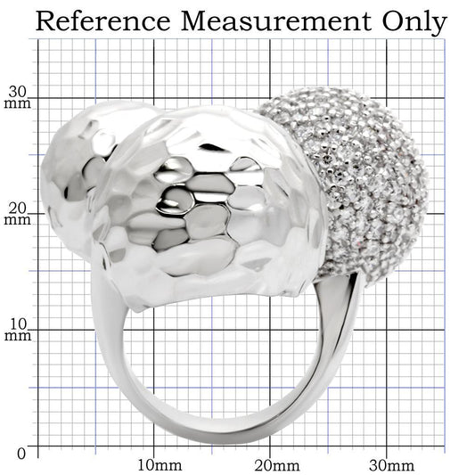 Alamode Rhodium Brass Ring with AAA Grade CZ in Clear - Flyclothing LLC