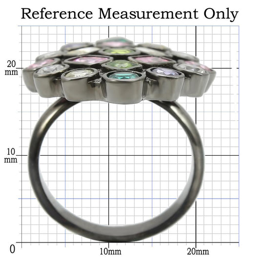 Alamode Ruthenium Brass Ring with AAA Grade CZ in Multi Color - Alamode