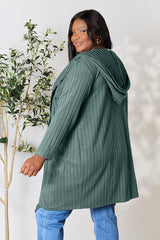 Basic Bae Full Size Ribbed Open Front Long Sleeve Cardigan - Flyclothing LLC