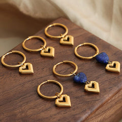 Heart Shape Lapis Lazuli Dangle Earrings - Flyclothing LLC