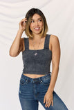 Zenana Washed Ribbed Wide Strap Cropped Cami - Flyclothing LLC