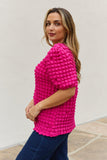 And The Why Full Size Bubble textured Puff Sleeve Top - Flyclothing LLC