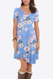 Floral Round Neck Short Sleeve Dress - Flyclothing LLC