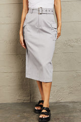 HYFVE Professional Poise Buckled Midi Skirt - Flyclothing LLC