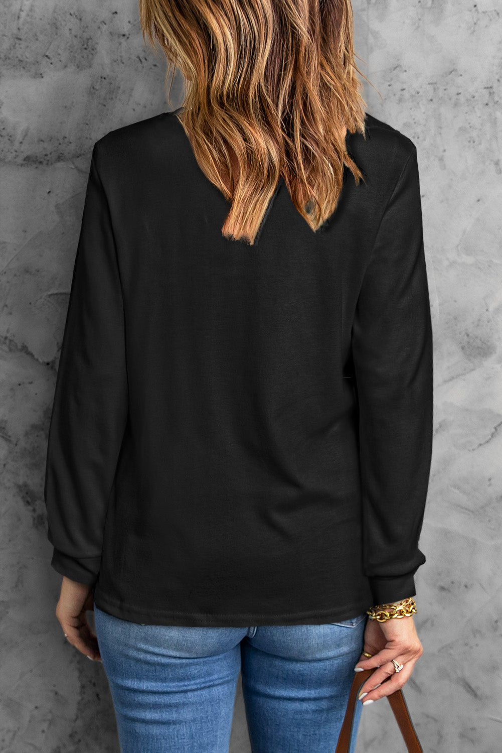 Round Neck Long Sleeve Top - Flyclothing LLC