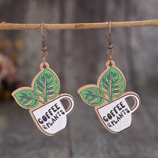 Wooden Alloy Dangle Earrings - Flyclothing LLC