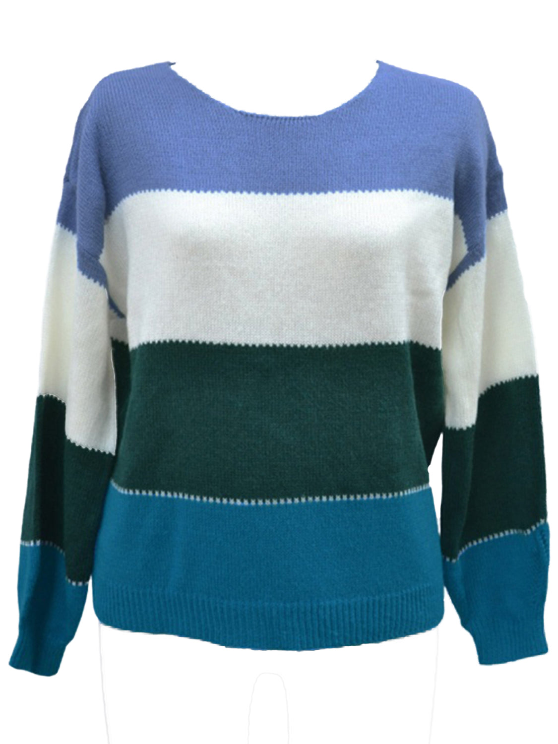 Color Block Round Neck Sweater - Trendsi