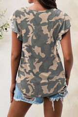 Printed Round Neck Short Sleeve T-Shirt - Flyclothing LLC