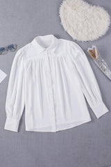 Gathered Detail Puff Sleeve Shirt - Flyclothing LLC