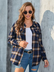 Plaid Button Up Pocketed Shirt - Flyclothing LLC