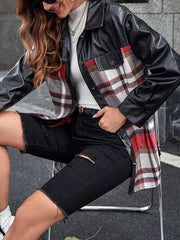 Plaid Button Up Dropped Shoulder Jacket - Flyclothing LLC