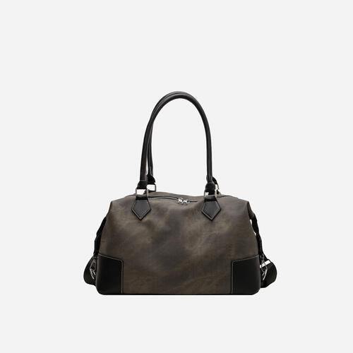 Contrast PU Leather Shoulder Bag - Flyclothing LLC