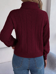 Cable-Knit Turtleneck Sweater - Flyclothing LLC