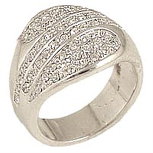 Alamode Rhodium Brass Ring with Top Grade Crystal in Clear - Alamode