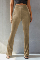 Ribbed High Waist Flare Pants - Flyclothing LLC