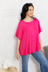 Yelete Full Size More Than Words Flutter Sleeve Top - Flyclothing LLC