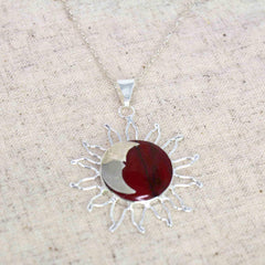 Sun and Moon Red Jasper Pendant with Chain - Flyclothing LLC