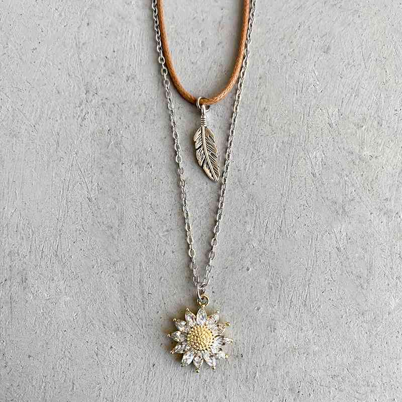 Sunflower Pendant Necklace Set - Flyclothing LLC