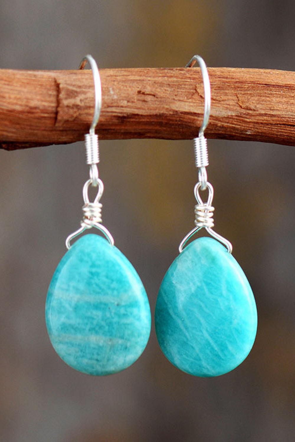 Handmade Natural Stone Teardrop Earrings - Flyclothing LLC