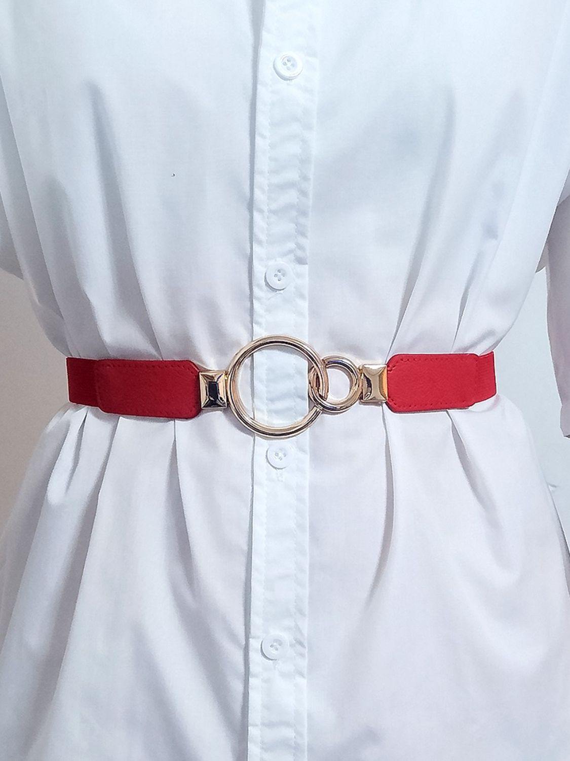 Double Ring Buckle Elastic PU Belt - Flyclothing LLC