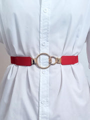 Double Ring Buckle Elastic PU Belt - Flyclothing LLC