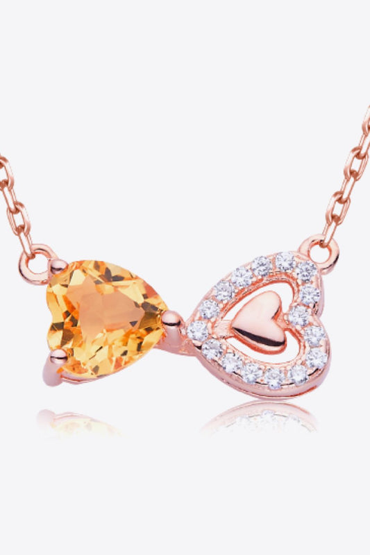 Citrine Heart 925 Sterling Silver Necklace - Flyclothing LLC