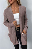 Rib-Knit Open Front Pocketed Cardigan - Flyclothing LLC