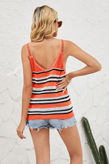 Striped Ribbed Trim Knit Tank - Flyclothing LLC