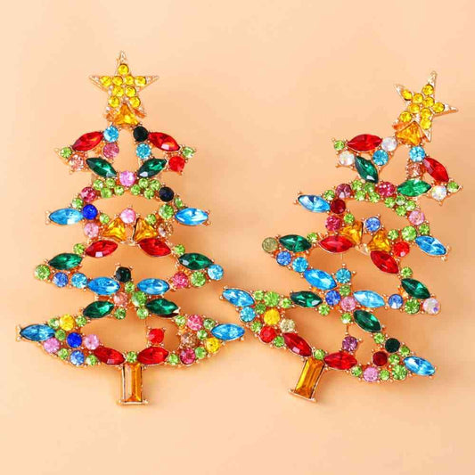 Christmas Tree Rhinestone Alloy Earrings - Flyclothing LLC