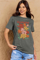 Simply Love Full Size GRATEFUL Flower Graphic Cotton T-Shirt - Flyclothing LLC