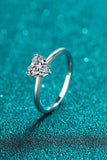 925 Sterling Silver Heart-Shaped Moissanite Solitaire Ring - Flyclothing LLC