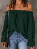 Off-Shoulder Flounce Sleeve Blouse - Trendsi