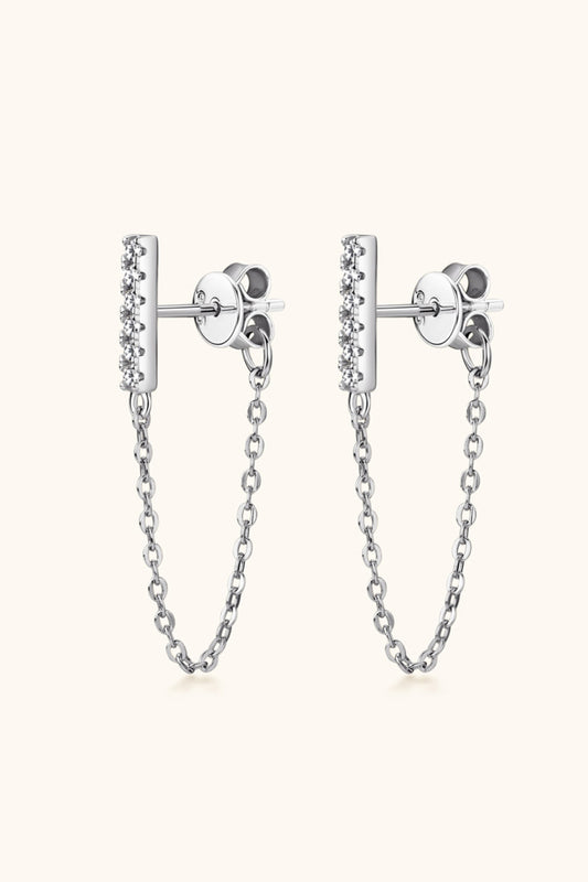 Moissanite 925 Sterling Silver Connected Earrings - Flyclothing LLC