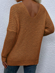 Rib-Knit V-Neck Tunic Sweater - Flyclothing LLC