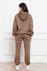 Drop Shoulder Long Sleeve Hoodie and Pants Set - Flyclothing LLC