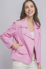 LOVE TREE Collared Neck Zip Up Jacket - Flyclothing LLC