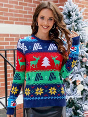 Christmas Round Neck Sweater - Trendsi