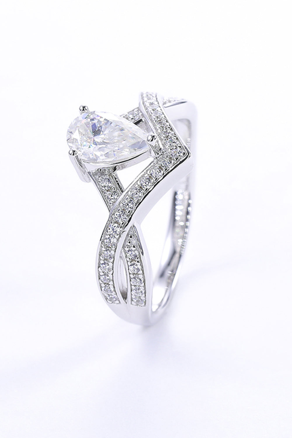 1 Carat Moissanite Teardrop 925 Sterling Silver Ring - Flyclothing LLC