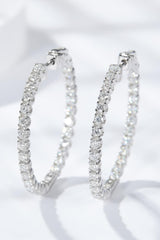 Inlaid Moissanite 925 Sterling Silver Hoop Earrings - Flyclothing LLC