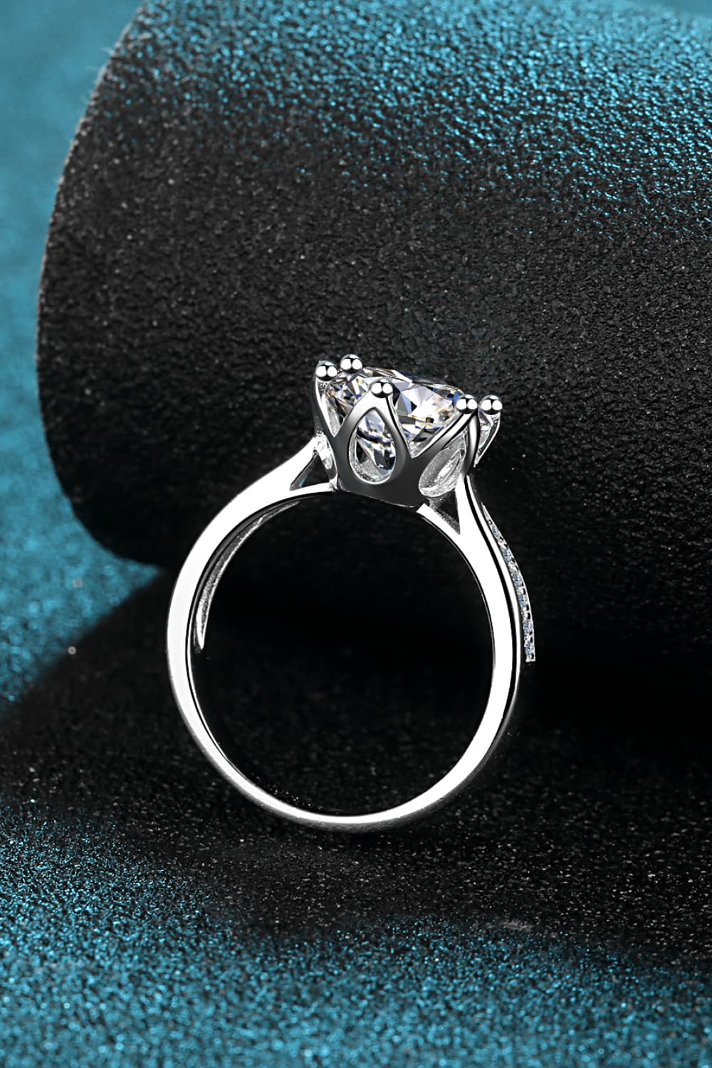 3 Carat Moissanite Rhodium-Plated Side Stone Ring - Flyclothing LLC