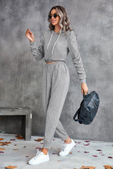 Ruched Raglan Sleeve Hoodie and Joggers Set - Flyclothing LLC