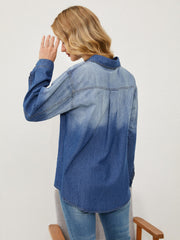 Pocketed Button Up Dropped Shoulder Denim Jakcet - Flyclothing LLC