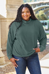 Basic Bae Full Size Ribbed Exposed Seam Mock Neck Knit Top - Flyclothing LLC