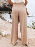 Full Size Smocked Waist Wide Leg Pants - Trendsi