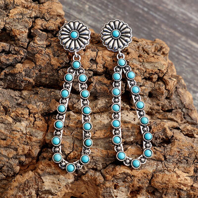 Flower Artificial Turquoise Teardrop Earrings - Flyclothing LLC