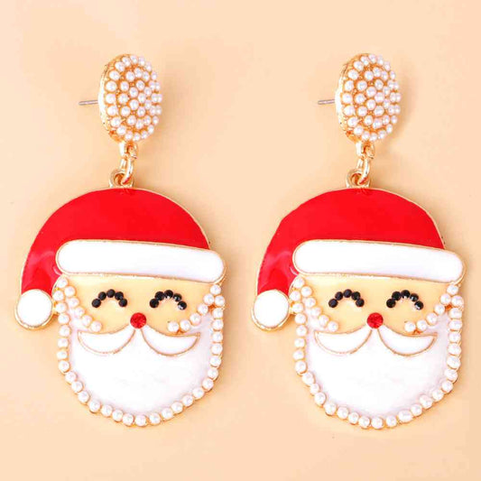 Rhinestone Alloy Santa Earrings - Flyclothing LLC