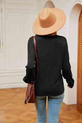 Contrast V-Neck Long Sleeve Blouse - Trendsi